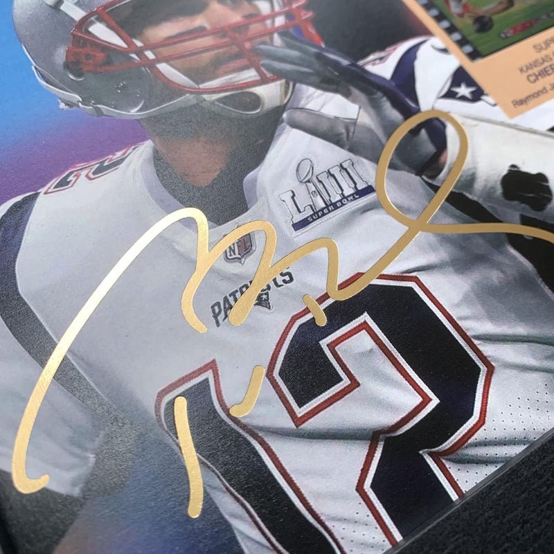 ORIMAMI Sport Fans Gifts - Signed Tom Brady Wooden Framed Photo Art Decor with 1x35mm Memorabilia Film Display,Cool Collectible Gifts for Football Fans - 8x6 Inches - Image 3